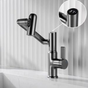 1080 Rotating Splash Filter Robotic Arm Faucet 360 Degree Swivel Extendable 3 Way Multifunctional Digital Display Faucet