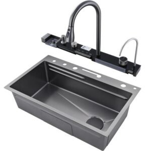 Stainless Steel Single Bowl Sink with Drainboard Commercial Grade Anti-Clog Design