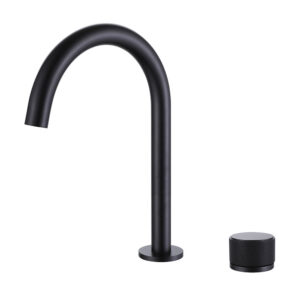 2 Hole Hot Cold Water Bathroom Basin Tap Deck Mounted Single Handle Matt Black Finish Brass Hand Wash Sink Faucet