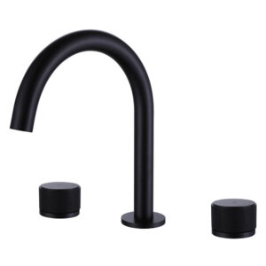 3 Hole Hot Cold Water Basin Tap Deck Mounted Matt Black Finish Brass 8'' Widespread Dual Handle Hand Wash Faucet