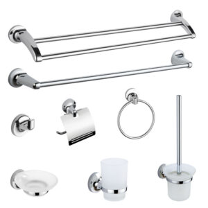 6 Piece Modern Chrome Towel bar Set Zinc Alloy Wall Mounted Bathroom Hardware Accessories Set