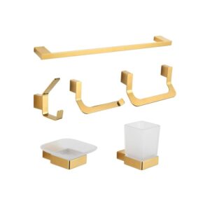 6 Piece Modern Design Towel bar Set Stainless Steel Gold Bathroom Accessories Hardware Set