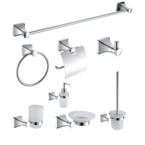8 Piece  Modern Chrome Towel bar Set Zinc Alloy Wall Mounted Bathroom Hardware Accessories Set
