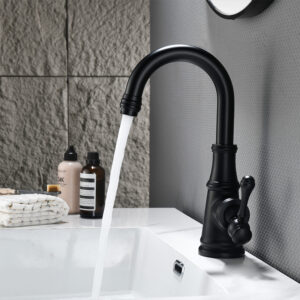 Antique Face Basin Faucet Brass Matte Black Vanity Faucet Single Handle Bathroom Sink Faucet