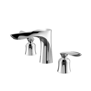 Aqua Gallery Modern Design 3-Hole Dual Handle Brass Bathroom Basin Faucet New Hot Cold Water Basin Tap