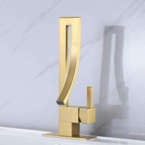 Aqua Gallery Modern Single-Hole Basin Mixer Tap Brushed Gold Finish Brass Elephant Faucet Unique Deck Mounted Wash Basin Faucet