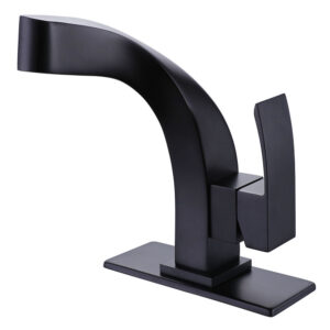 Aqua Gallery New Design Hot Cold Water Supply Deck Mounted Single Hole Black Finished Brass Bathroom Basin Mixer Faucet