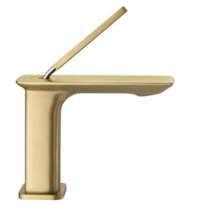 Brushed Gold Finish Wash Basin Mixer Deck Mounted Single Lever Brass Wash Faucet