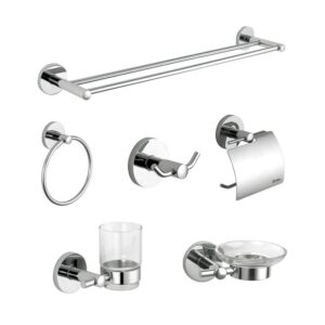 Bathroom Accessories Set Toilet Paper Holder Tumbler Soap Dish  Shape with Stainless Steel 304 Silver Color Coating Towel bar