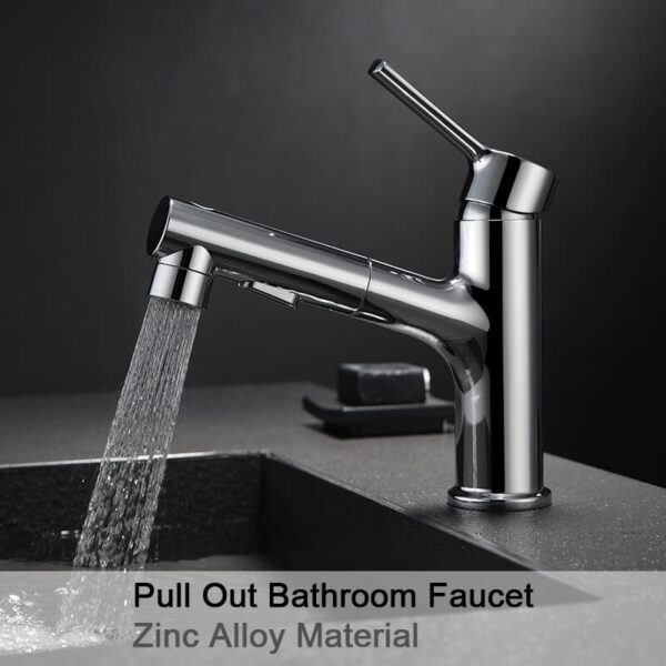 Bathroom Faucets,Bathroom Sink Faucet with Pull Out Sprayer Chrome Single Hole Utility Sink Faucet (8)