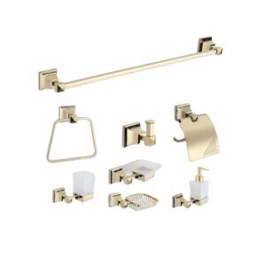 Bathroom Hardware Factory Wall Mounted Square Gold Bathroom Accessories Set