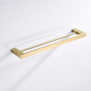 Bathroom Hotel Kitchen Square Double Towel Bar 304 Stainless Steel Wall Mounted Heated Tower Holder