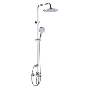 Bathroom Outdoor Chrome Brass Bathroom Rain Column System Faucet Kits Thermostatic Mixer Shower Set