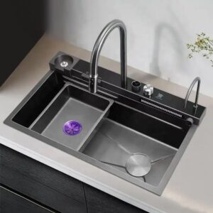 Multifunctional Stainless Steel Kitchen Sink Anti-Rust Waterfall Design