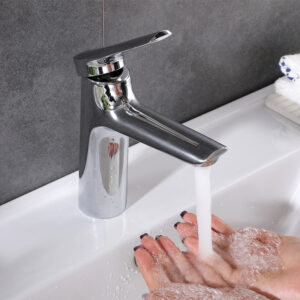 chrome plated single lever washbasin sink faucet