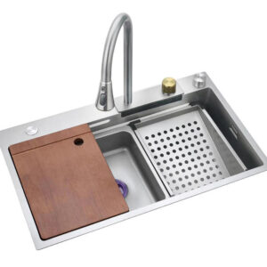 Black Nano Stainless Steel Display Waterfall Kitchen Sinks Smart 304 Handmade Kitchen Sink