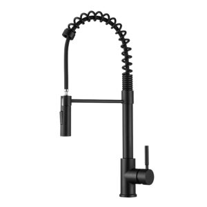 Black brass kitchen faucet countertop mounted faucet 360 degree swivel pull-out kitchen faucet with sprayer (6)