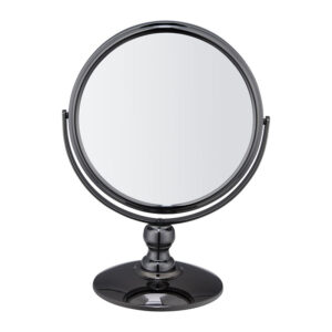 Brightly Black Color Classic Makeup Mirror Bathroom Round Dual Side Mirror