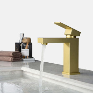 Brush Golden Modern Wash Basin Faucets Solid Brass Hot and Cold Bathroom Mixer Taps