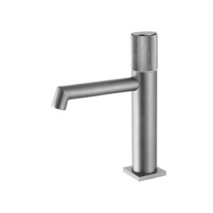 Brush Nickel Finished Taps Deck Mounted Hot and Cold Wash Basin Mixer Faucet