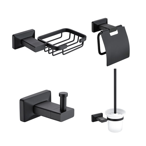 Brushed Matte Black Bathroom Accessories Set