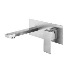 Brushed Nickel Finish Wall Mounted Zinc Alloy Handle Wholesale Ceramic Cartridge Brass Wash Basin Faucet