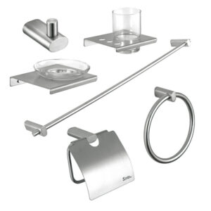 Building Material Supply Stainless Steel 304 Satin Bathroom Accessories Sets / Bathroom Sanitary Fittings / Bath Hardware Set