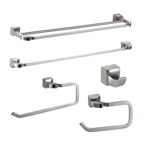China Factory Manufactured Stainless Steel Hotel Bathroom Accessory Set Modern Toilet Paper Holder Fittings Metal Construction