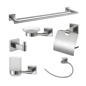 China Supplier Bathroom Pendant Bathroom Accessory 304 Stainless Steel Bathroom Set Paper Holder Single Towel bar Towel Ring Set