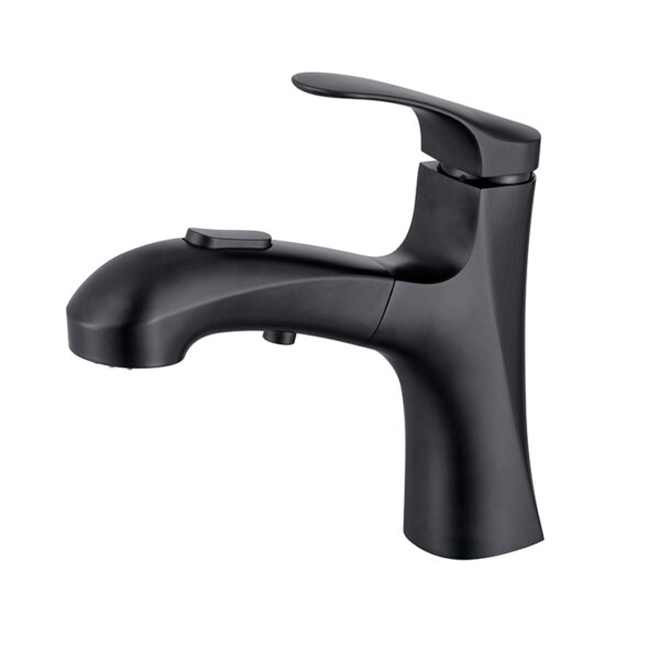 China Water Saver Faucet Bathroom Sanitary Ware Brass Matte Black Pull Out Basin Faucet (7)