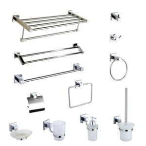 China Zhejiang Manufacturer Zinc Alloy Polishing Chrome Bathroom Hardware Set