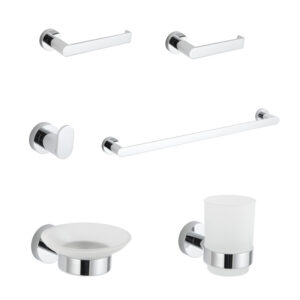 Commercial Wall Mounted 6 Pieces Chrome Brass Bathroom Accessories Set for Hotel