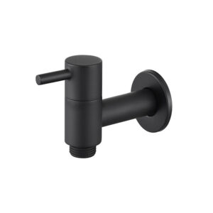 Contemporary Apartment Project Hot Sale Wash Faucet Wall Mounted Single Cold Water Faucet Black Finished Brass Bib Cock