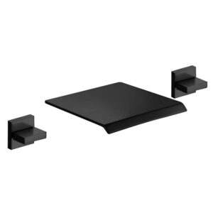 Contemporary Matt Black Wall Mounted Brass Bathroom Wash Hot and Cold Water Basin Faucet Tap