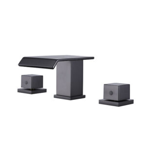 Contemporary Modern Bathrooms Gun Metal Basin Faucet New Design Square Dual Handle Brass Single Hole Basin Mixer Tap