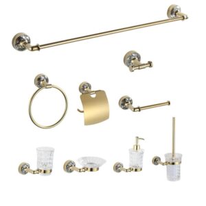 Crystal Design Modern Zinc Alloy Wall Mounted Hotel Luxury Bathroom Hardware Accessories Set