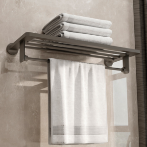 Customize Hotel 304 Stainless Steel Towel Rack PVD Grey High Quality Wall Mounted Paper Holder Bathroom Accessoires Set