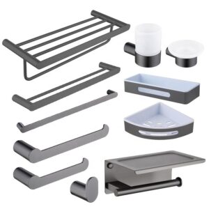 Customized Color Bathroom Accessories with Gun Metal Finish Modern Stainless Steel Bath Hardware Set for Hotel for Kitchen Use