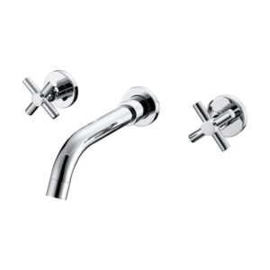 Double Cross Handles Wall Mounted Solid Brass Hot and Cold Bathroom Basin Mixer Faucet