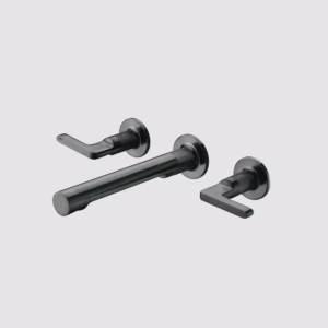 Dual Handle Gun Black Finished Wall Mounted Brass Basin Faucet