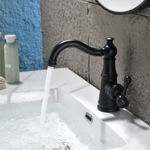 European Basin Mixer Faucet Deck Mounted Single Lever Brass Wash Basin Faucet Black Taps for Bathroom