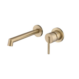 European Style Brushed Gold Water Faucet Single Handle Hot and Cold Bathroom Basin Faucet Wall Brass Faucet