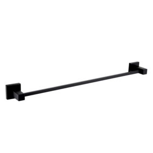 Factory Direct Sale Bathroom Washroom Wall Mounted Towel Rack 304 Stainless Steel Black Square Single Towel Rail Bar Holder