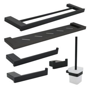 Factory Direct Sale High Quality Matte Black Hotel Bathroom Hardware Stainless Steel Bathroom Accessories Set
