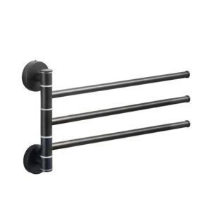 Factory Price Movable Bathroom Towel Rack Set 304 Stainless Steel Black Sliding 3 Tier Towel Rack