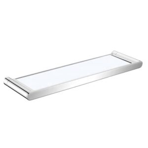 Factory Supply Bathroom Accessories Wall Mounted Tempered Glass Shelf 304 Stainless Steel Frame Shower Organizer Rack