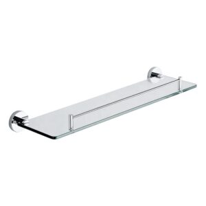 Factory Supply High Quality Simple Style 304 Stainless Steel Transparent Glass Wall Mounted Single Tier Bathroom Shelf