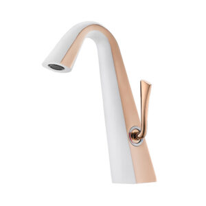 Fancy Wash Faucet Deck Mounted Single Hole Hot Cold Water Bathroom Basin Mixer Rose Gold White Finish Brass Sink Faucet