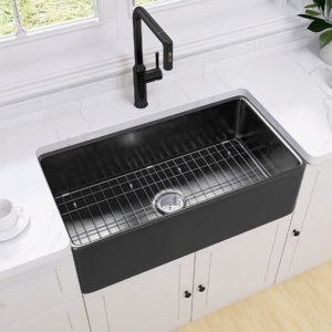 Farmhouse Black Reversable Apron Front Kitchen Sinks Ceramic Bowl Porcelain Sink