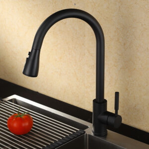 Faucet manufacturer batch kitchen faucet pull out matte black kitchen faucet with hose (4)